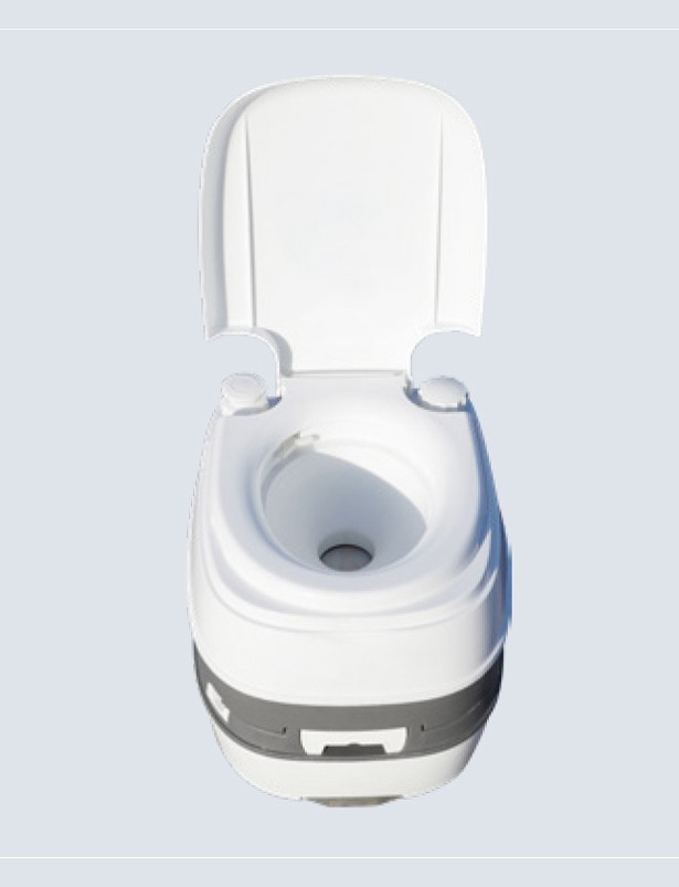 MOBITOIL Camping: kompakte Campingtoilette mit geöffnetem Deckel