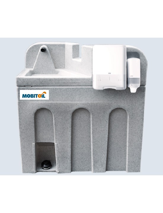 MOBITOIL Lavaboinsel: mobile Handwaschstation mit Wassertank, Seifen- und Handtuchspender