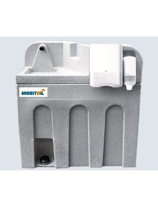 MOBITOIL Lavaboinsel: mobile Handwaschstation mit Wassertank, Seifen- und Handtuchspender