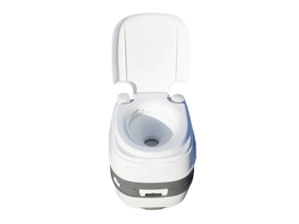 MOBITOIL Camping: kompakte Campingtoilette mit geöffnetem Deckel